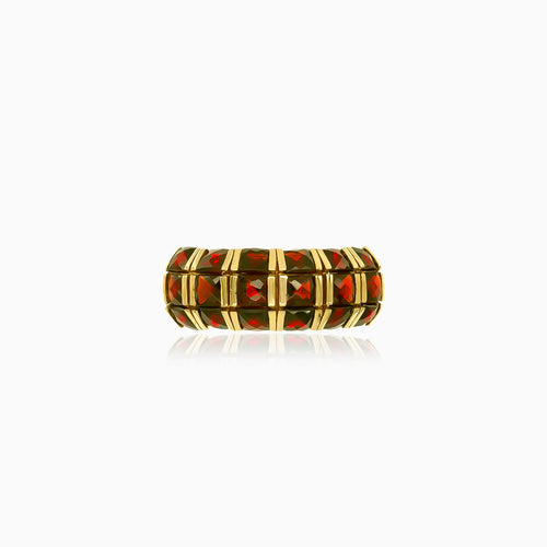 Stilvoller Gelbgold-Ring mit Granaten