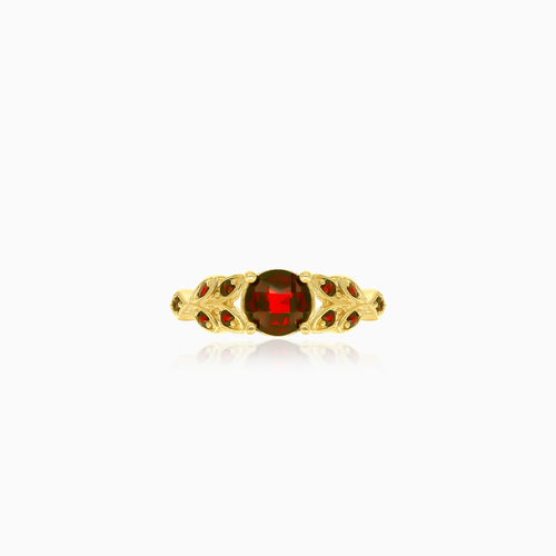 Eleganter Ring aus Gelbgold mit rundem Granat