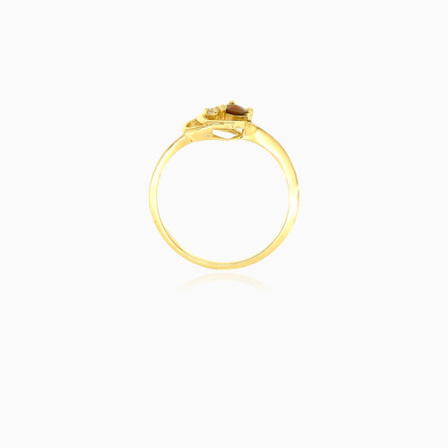 Bague cœur en grenat et zircone cubique