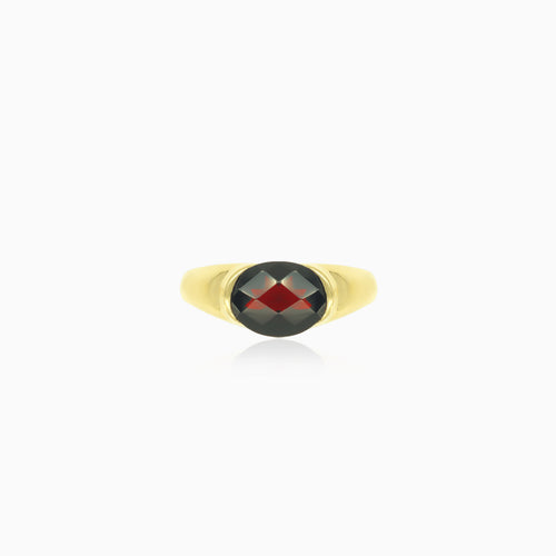 Garnet Oval-Schliff Ring mit Barrenfassung