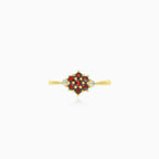 Granat-Blumenring in Gelbgold