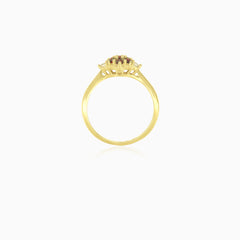 Granat-Blumenring in Gelbgold