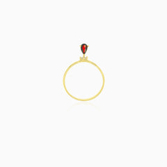 Pear cut drop garnet ring with cubic zirconia