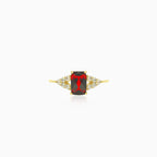 Elegant emerald cut garnet ring with cubic zirconia