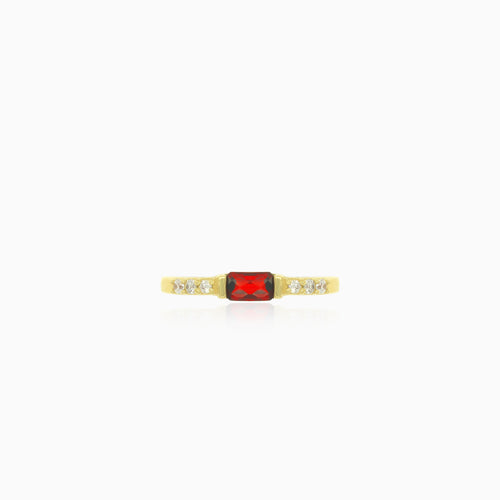 Garnet and cubic zirconia ring in yellow gold