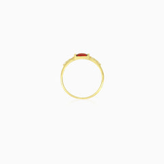 Garnet and cubic zirconia ring in yellow gold