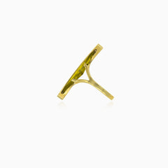 Bague élégante en moldavite taille marquise