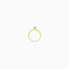 Bague élégante en or avec moldavite taille ronde
