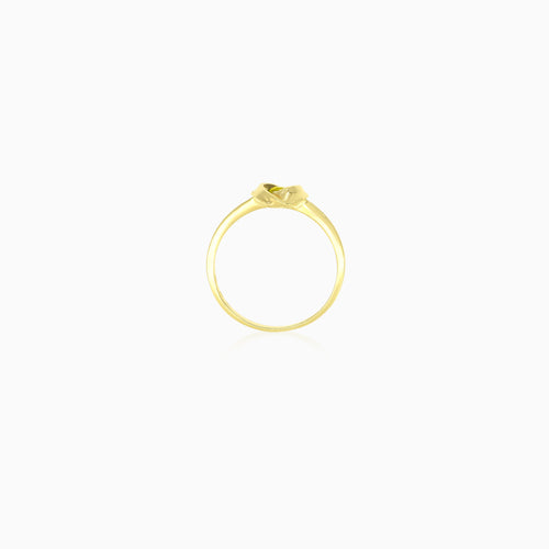 Bague ronde pour femme en or jaune avec moldavite