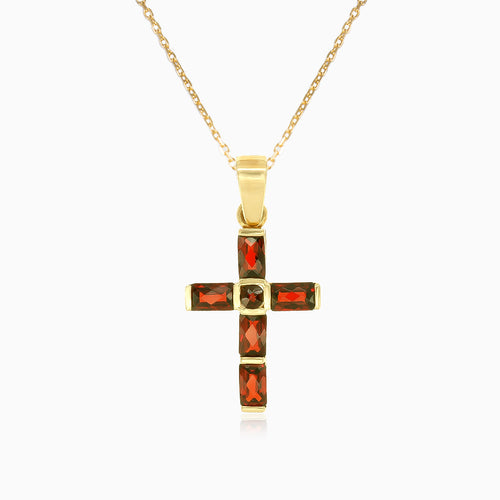 Pendentif croix en grenat avec taille ronde et rectangulaire