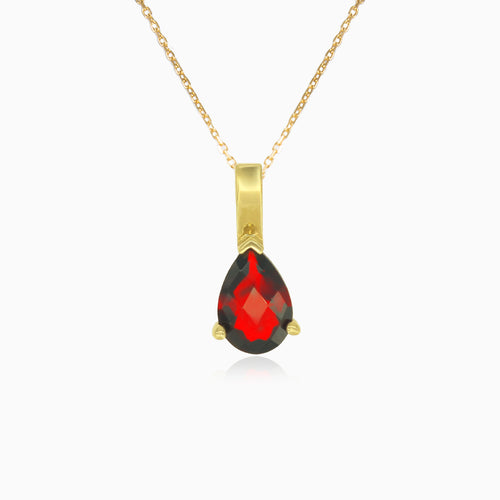 Anmutiger Tropfen-Granat-Anhänger in Gelbgold