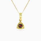 Round garnet ring in triangle design pendant