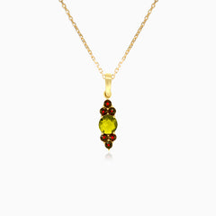 Celestial Radiance in Yellow Gold with Moldavite Central Stone and Garnet