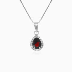 Royal Weißgold Granat Anhänger