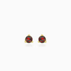 Classic round cut garnet studs with three prong set