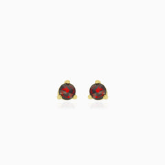 Classic round cut garnet studs with three prong set