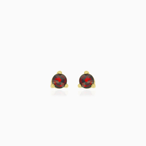 Classic round cut garnet studs with three prong set