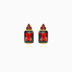 Stylish emerald and round cut garnet earrings