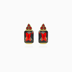 Stylish emerald and round cut garnet earrings