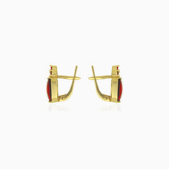 Stylish emerald and round cut garnet earrings
