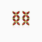 Garnet marquise drop earrings with  butterflies design