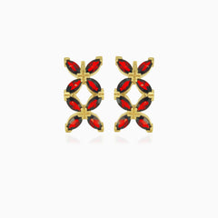 Garnet marquise drop earrings with  butterflies design