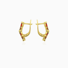 Garnet marquise drop earrings with  butterflies design