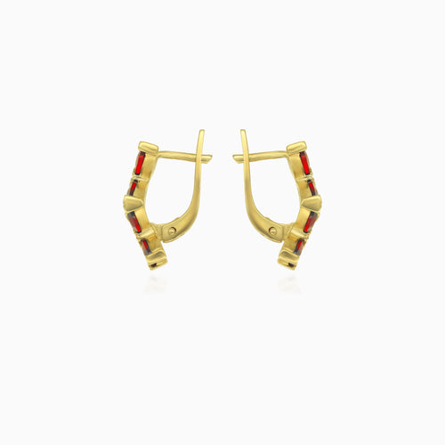 Garnet marquise drop earrings with  butterflies design