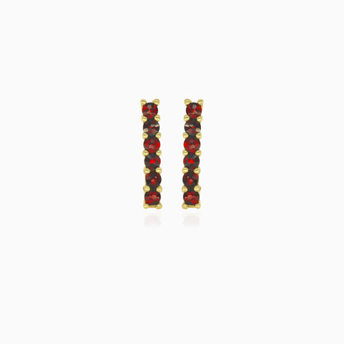 Classic garnet drop earrings in yellow gold