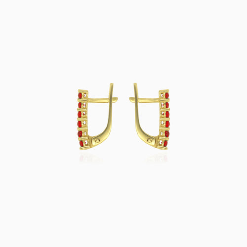 Classic garnet drop earrings in yellow gold
