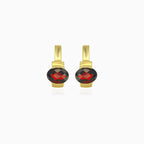 Solitaire garnet oval cut drop earrings