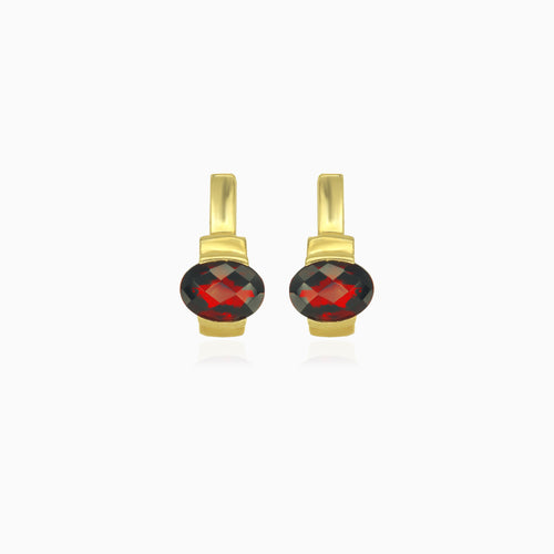 Solitaire garnet oval cut drop earrings