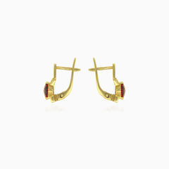 Solitaire garnet oval cut drop earrings