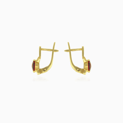 Solitaire garnet oval cut drop earrings