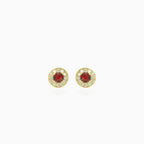 Royal garnet and cubic zirconia gold stud earrings