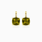 Himmlische Strahlung Gold-Ohrhänger mit Moldavit und Zirkonia