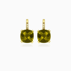 Himmlische Strahlung Gold-Ohrhänger mit Moldavit und Zirkonia