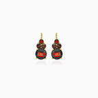 Stylish  round cut garnet earrings