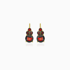 Stylish  round cut garnet earrings