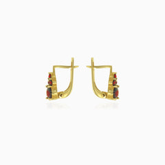 Stylish  round cut garnet earrings