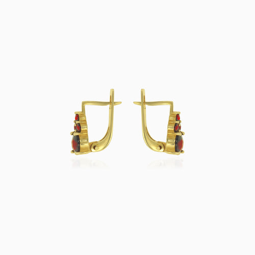 Stylish  round cut garnet earrings