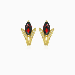 Majestic marquise garnet and cubic zirconia beauty earrings