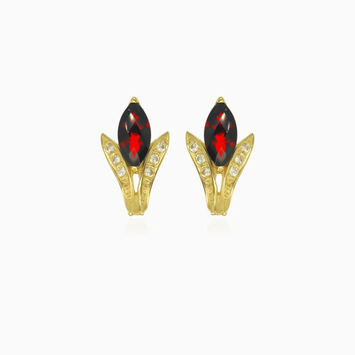 Majestic marquise garnet and cubic zirconia beauty earrings