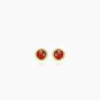 Garnet stud earrings in bezel setting