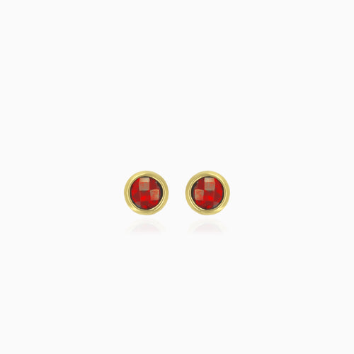Garnet stud earrings in bezel setting