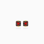 Garnet cushion cut stud earrings