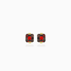 Garnet cushion cut stud earrings