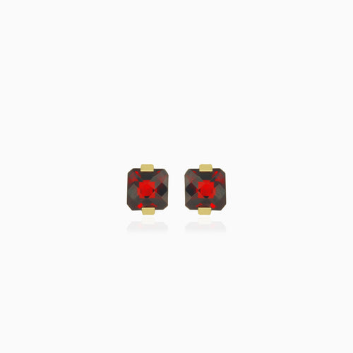 Garnet cushion cut stud earrings