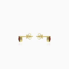 Garnet cushion cut stud earrings