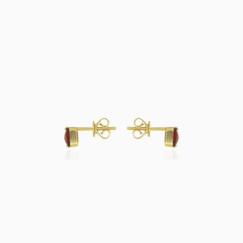 Garnet cushion cut stud earrings